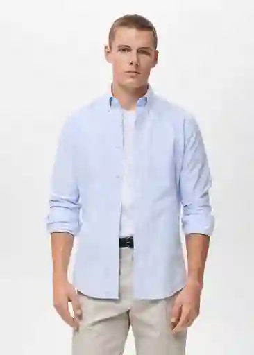 Camisa Oxford Celeste Talla M Hombre Mango