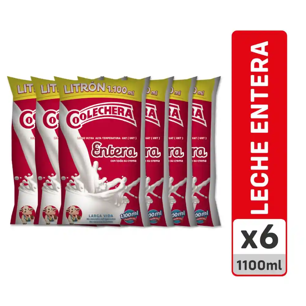 Leche Uht Coolechera Entero 1100 Ml X6 Unds