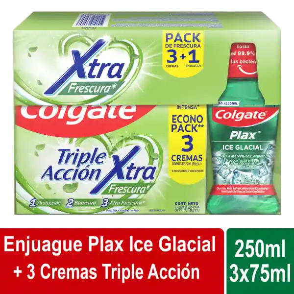 Colgate Enjuague bucal Ice Glacial + Crema Dental Triple Acción