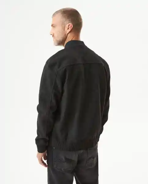 Chaqueta Suede Bomber Negro Sombrio Ultraoscuro T.L Chevignon