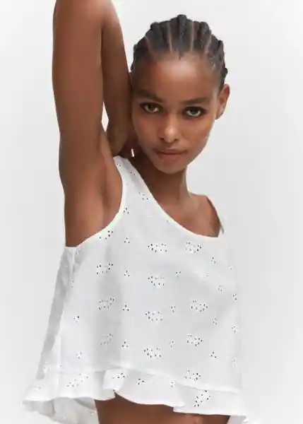 Top Pijama Brisa Off White Talla M Mujer Mango
