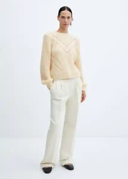 Jersey Gatito Beige Talla M Mujer Mango