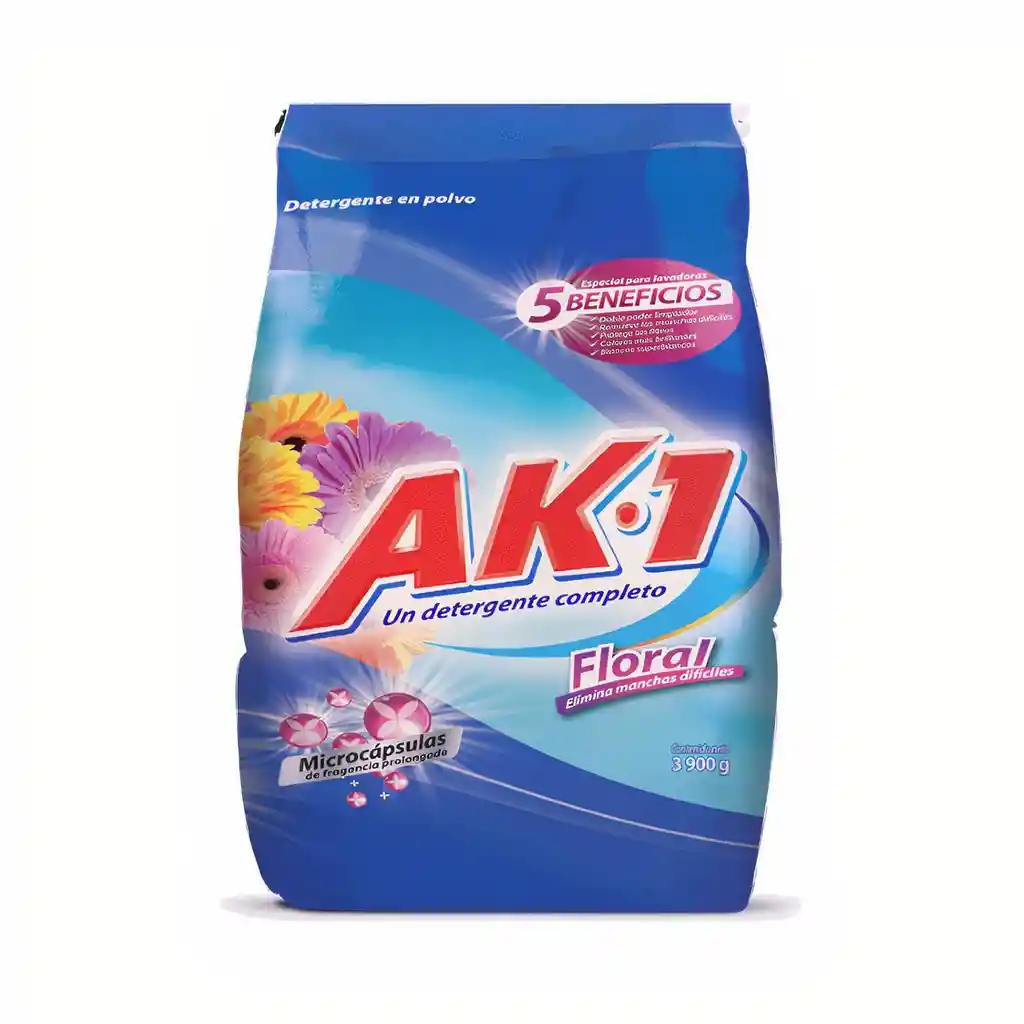 Ak-1 Detergente en Polvo Floral 5 Beneficios