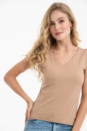 Camiseta Basica Gotera Color Beige Medio Talla S Ragged