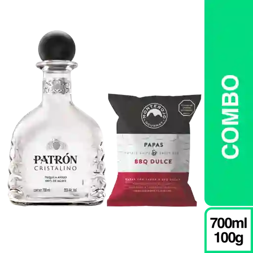 Combo Patron Tequila Cristalino + Monte Rojo Papa Bbq Dulce