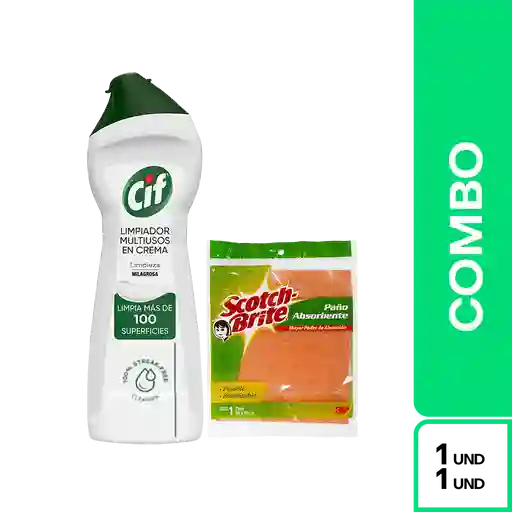Combo CIF Limpiador Multiusos 375 g + Esponja Scotch Brite