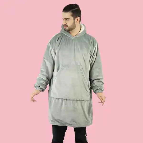 Mija Saco Tipo Cobija Con Mangas Oversize Hombre Gris Perla