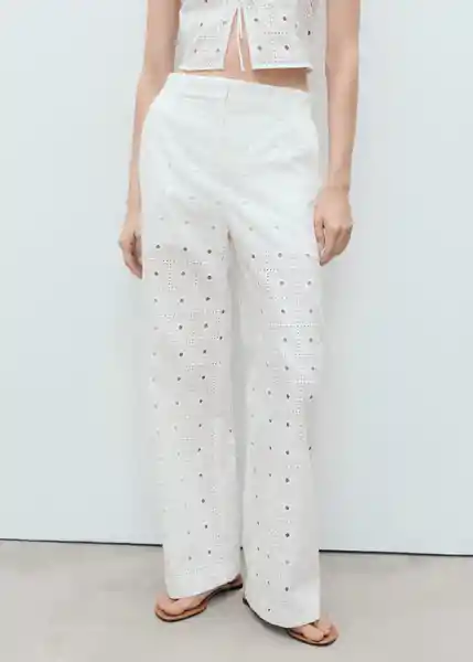 Pantalón Fado Blanco Talla 40 Mujer Mango