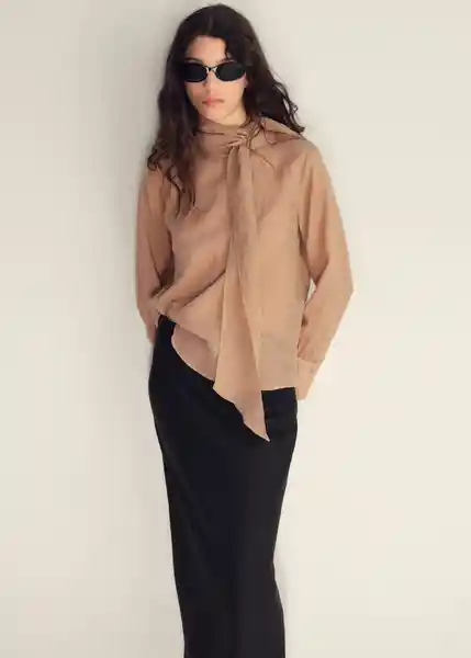 Falda Laguna Negro Talla M Mujer Mango