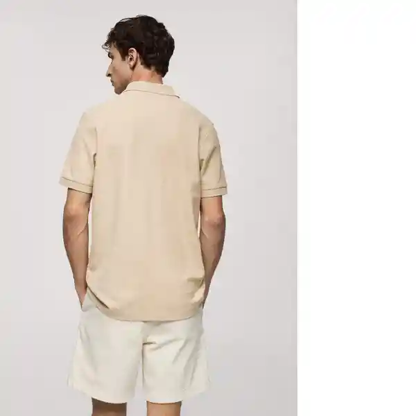 Camisa Polo Rea Beige Talla L Hombre Mango