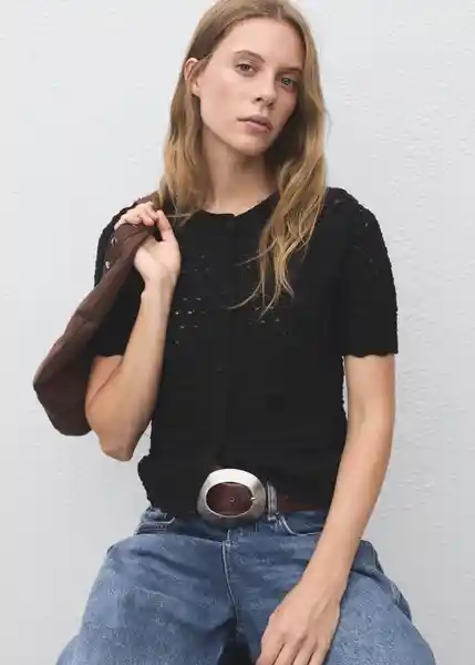 Cárdigan Situ Negro Talla M Mujer Mango