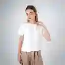 Blusa Manga Corta Escote Redondo Blanco M Fuera de Serie