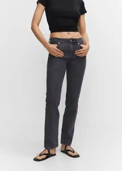 Pantalón Jean Nayara Tejano Gris Oscuro Talla 38 Mujer Mango