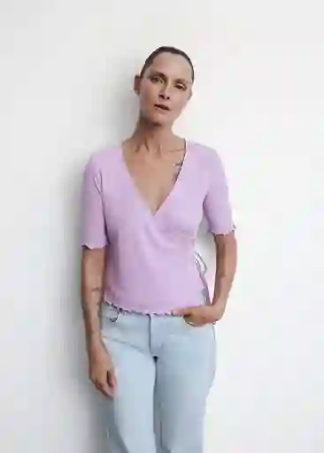 Camiseta Aila-H Lila Talla S Mujer Mango