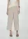 Pantalón Linovis Beige Talla S Mujer Mango