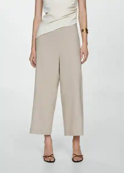 Pantalón Linovis Beige Talla S Mujer Mango