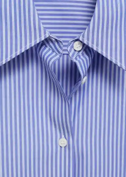 Camisa Regu Azul Talla M Mujer Mango