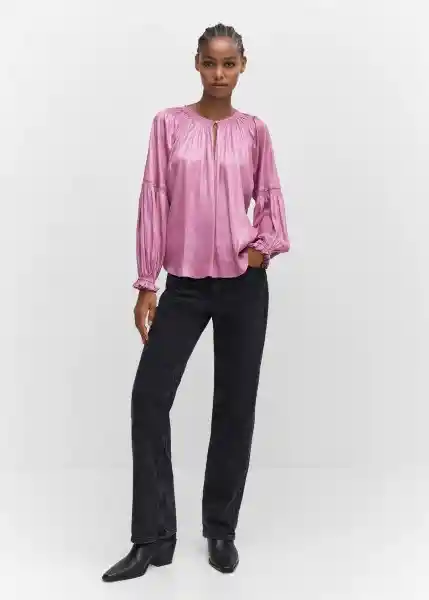 Blusa Nimes Rosa Talla 24 Mujer Mango