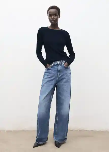 Camiseta Liloca Azul Noche Talla 28 Mujer Mango