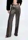 Pantalón Palax Plata Talla 38 Mujer Mango