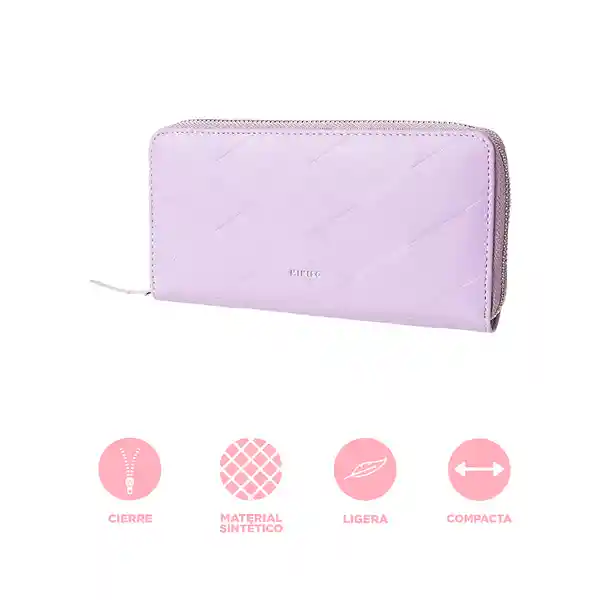 Cartera Para Mujer Larga Diseño de Rombos en Relieve Lila Miniso