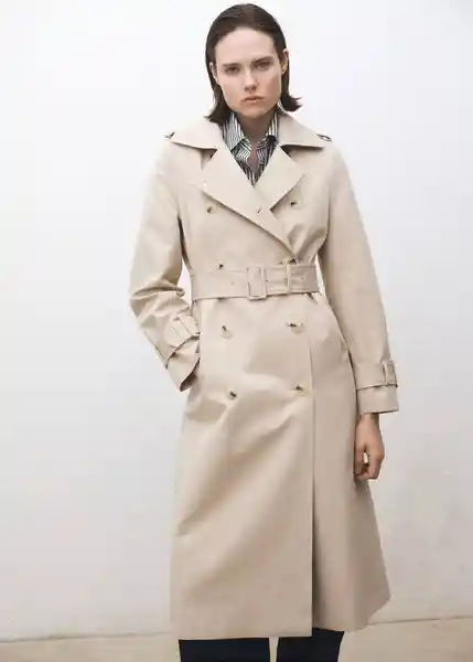 Abrigo Trench Eiffel Beige Talla L Mujer Mango