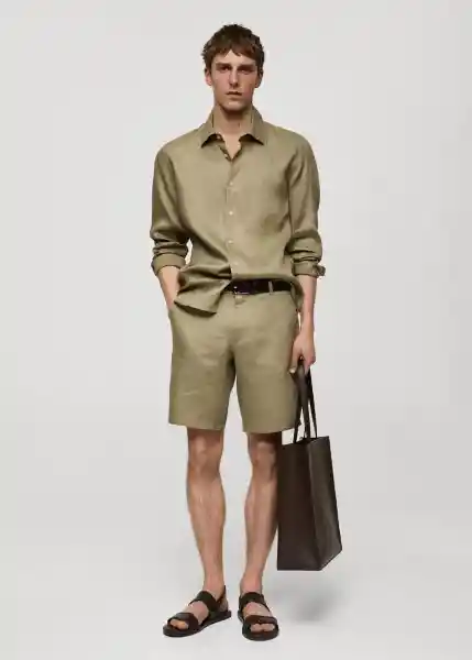 Camisa Parrot Khaki Talla M Hombre Mango