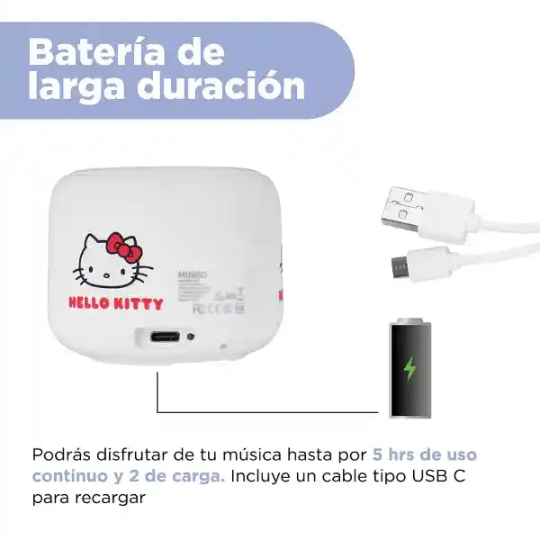 Bocina Inalambrica Modelo Bt2602 Blanco Serie Sanrio Miniso