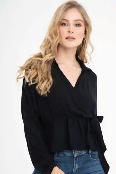 Ragged Blusa New India Color Negro Talla M