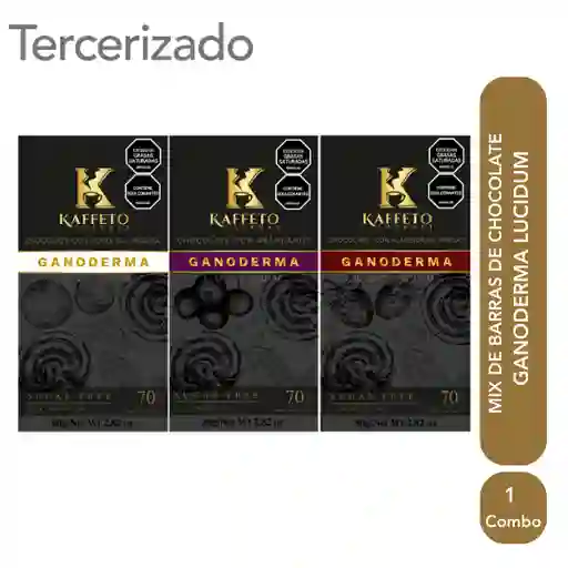Combo Kaffeto Mix 3 Barras de Chocolate Con Ganoderma Lucidum