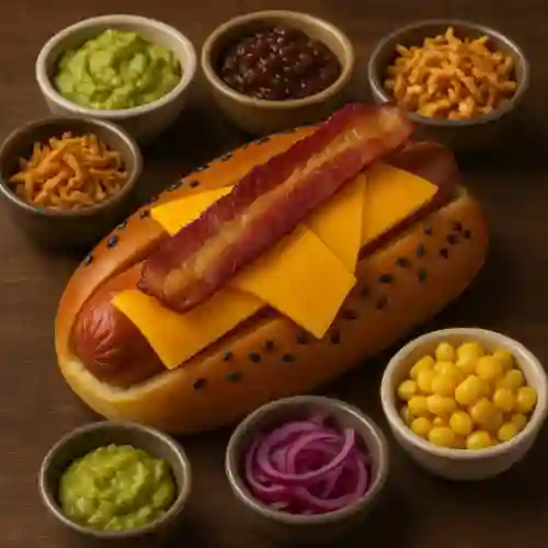 Hot-dog Bacon + 3 Toppings