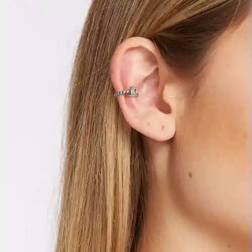 Dyscola Arete Ear Cuff Luna Cresciente Plateada