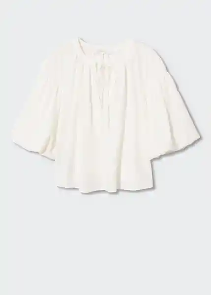 Blusa Tapu-W Offwhite Talla L Mujer Mango