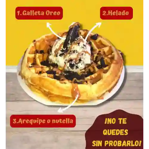 Waffle Oreo, Nutella y Helado