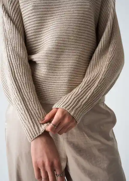 Suéter Tejido Mujer Beige Escarcha Claro Talla M 583G081 Naf Naf