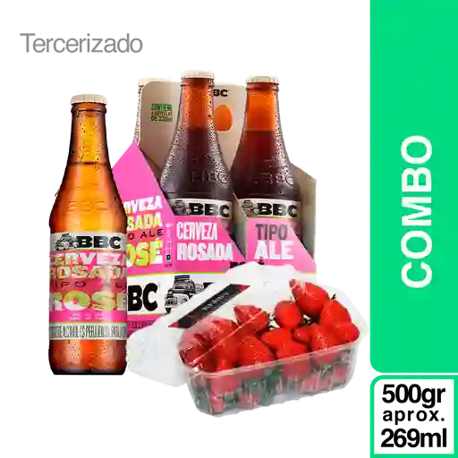 Combo BBC Rose 4 Botella+ Fresas Ec 500 g