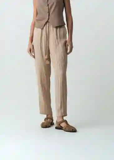 Pantalón Yumi Mujer Beige Polvillo Medio Talla L 532G380 Naf Naf