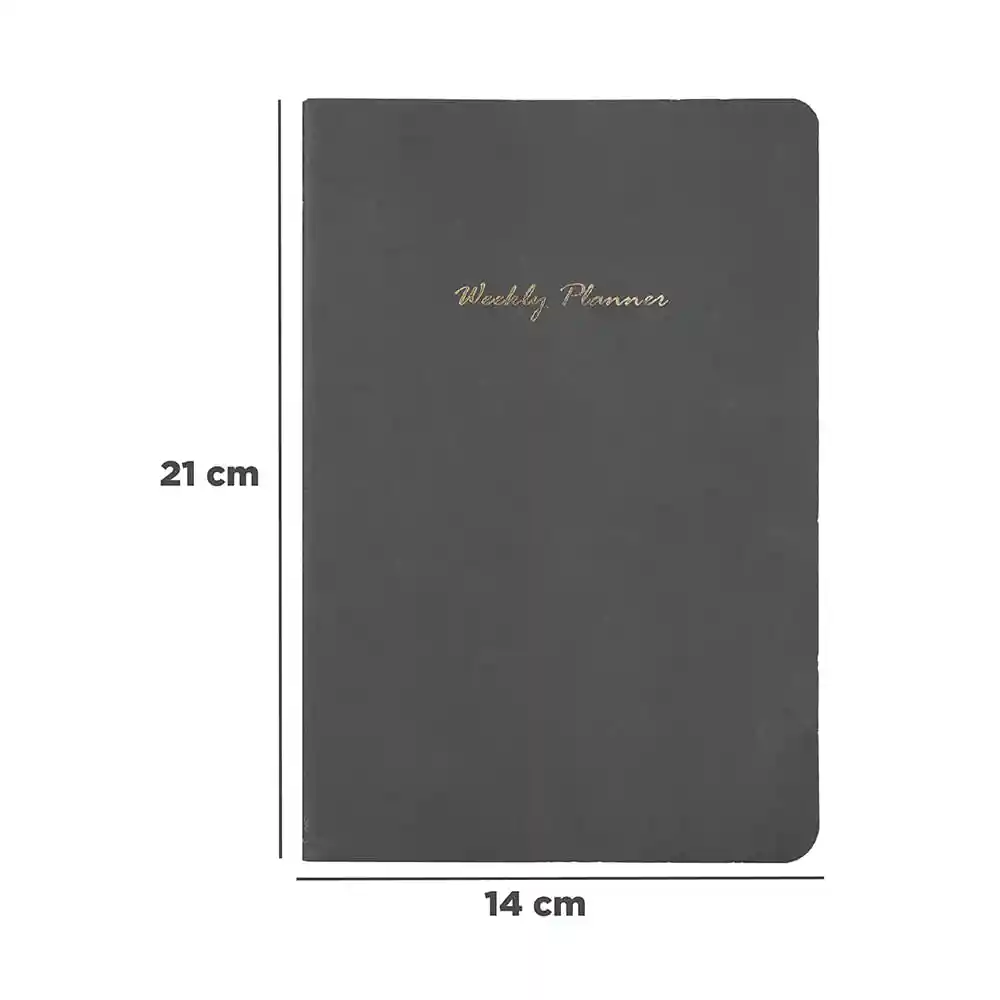 Cuaderno Estampado Con Plan Semanal Negro 32 Hojas Miniso