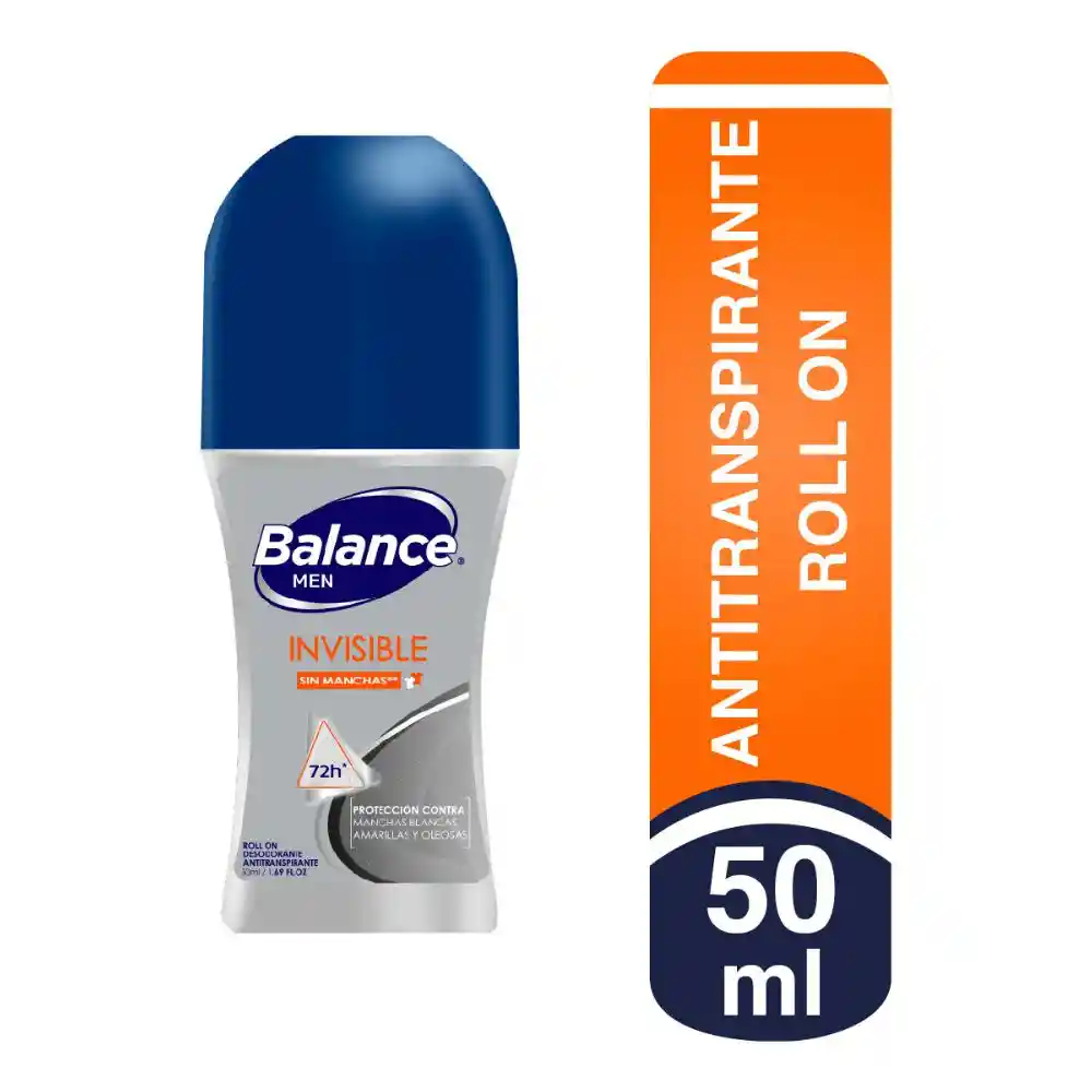 Balance Desodorante Roll-On Protección Manchas Invisible Hombre