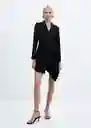 Vestido Pleaty Negro Talla XS Mujer Mango