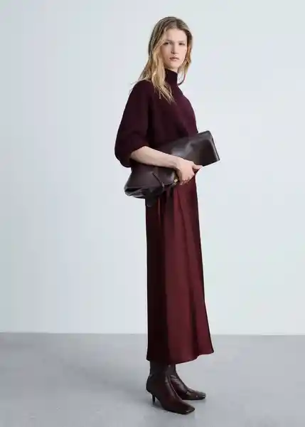 Falda Mia2 Burdeos Talla L Mujer Mango