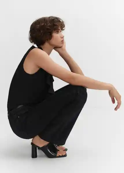 Top Hame Negro Talla XS Mujer Mango
