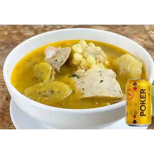 Combo Sancocho de Pescado Grande + Poker Lta 330ml