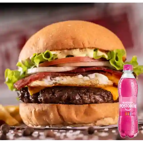 Hamburguesa Bufalo Criolla +Postobón Manzana 500ml