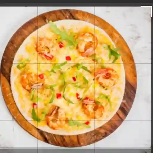 Pizzetta con Camarones Queso Mozzarella