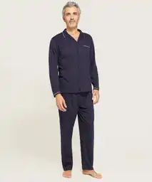 Pijama Camisa Resort Con Detalles Y Pantalón Con Contrastes