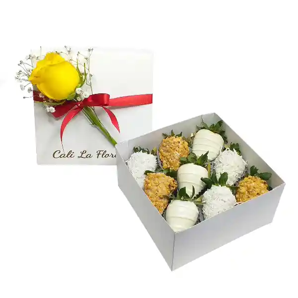 Caja 9 Fresas Tradicional Blanca