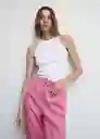 Pantalón Linew Rosa Pastel Talla S Mujer Mango