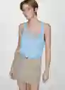 Top Bobar Celeste Talla L Mujer Mango