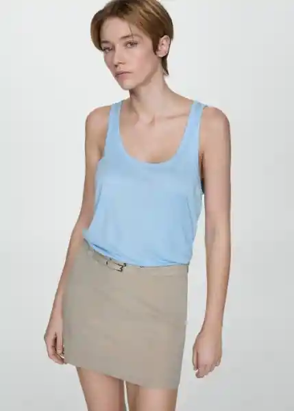 Top Bobar Celeste Talla L Mujer Mango